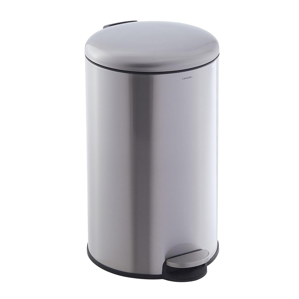 Poubelle cuisine 30L ronde en acier inoxydable