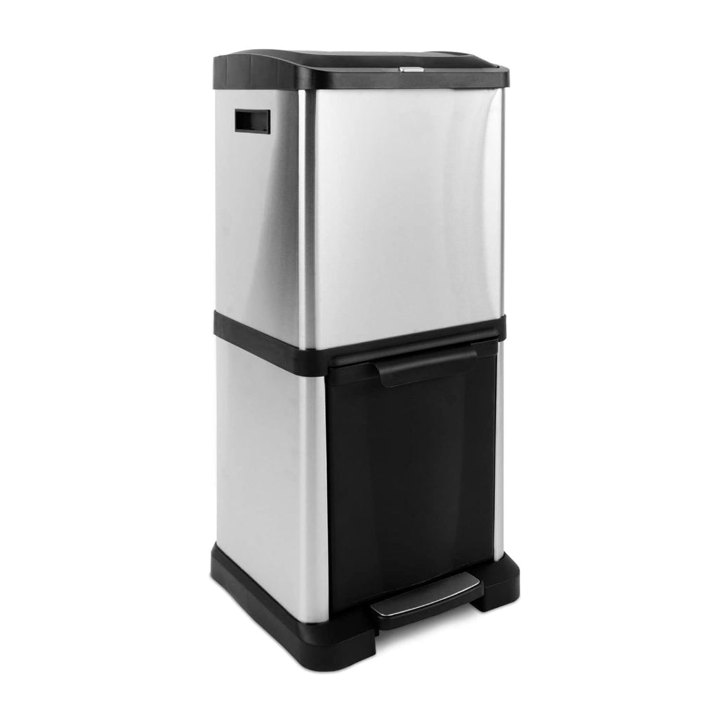 Poubelle cuisine en acier inoxydable 2 bacs – 18 L + 16 L