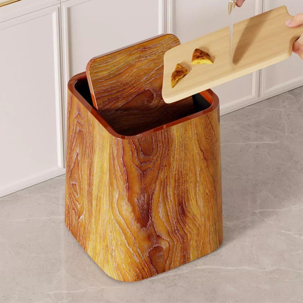 Poubelle cuisine en bois carre
