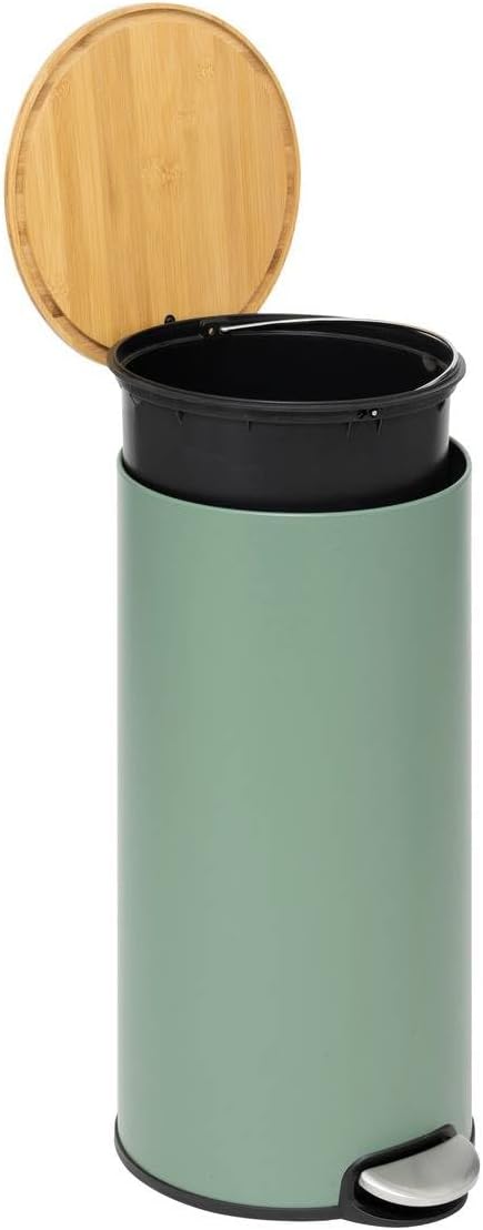 Poubelle de cuisine 30L verte avec couvercle