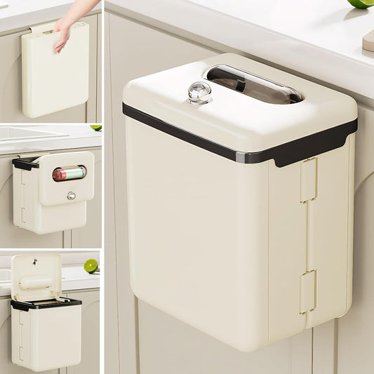 Poubelle de cuisine 9L pliable avec couvercle
