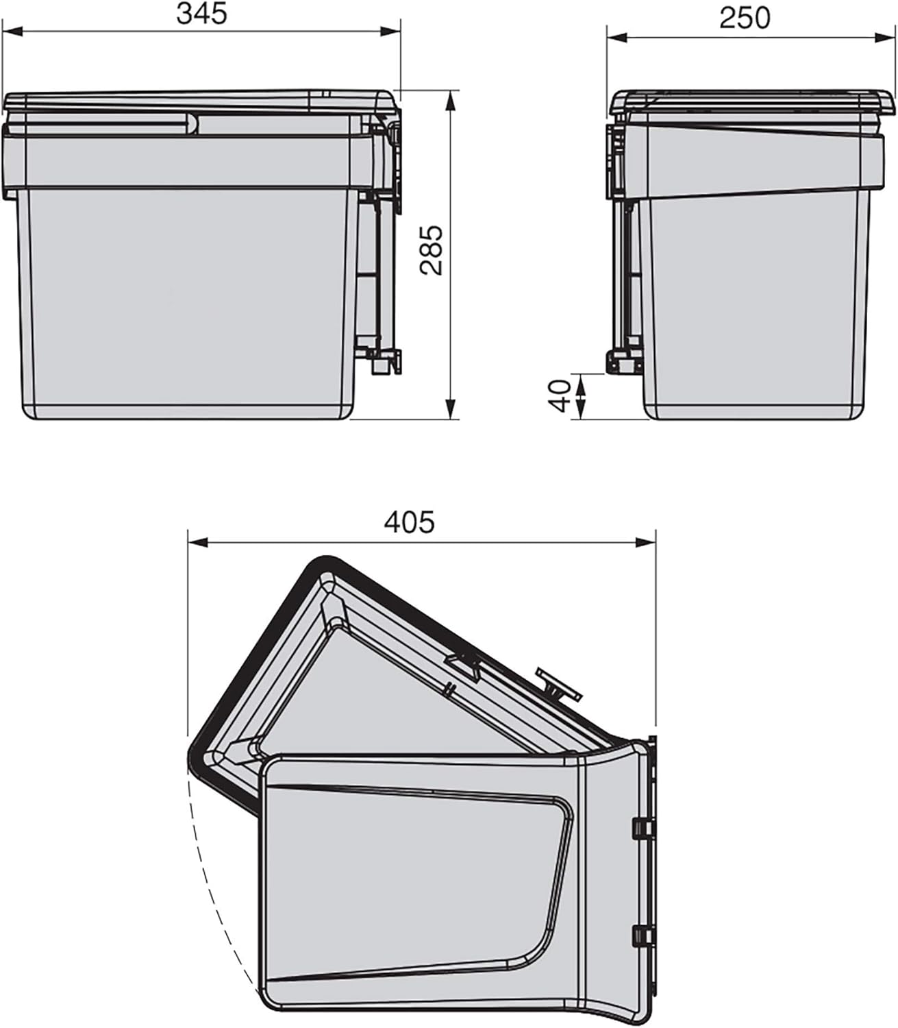 Poubelle de porte 15 litres grise