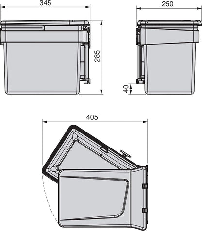 Poubelle de porte 15 litres grise