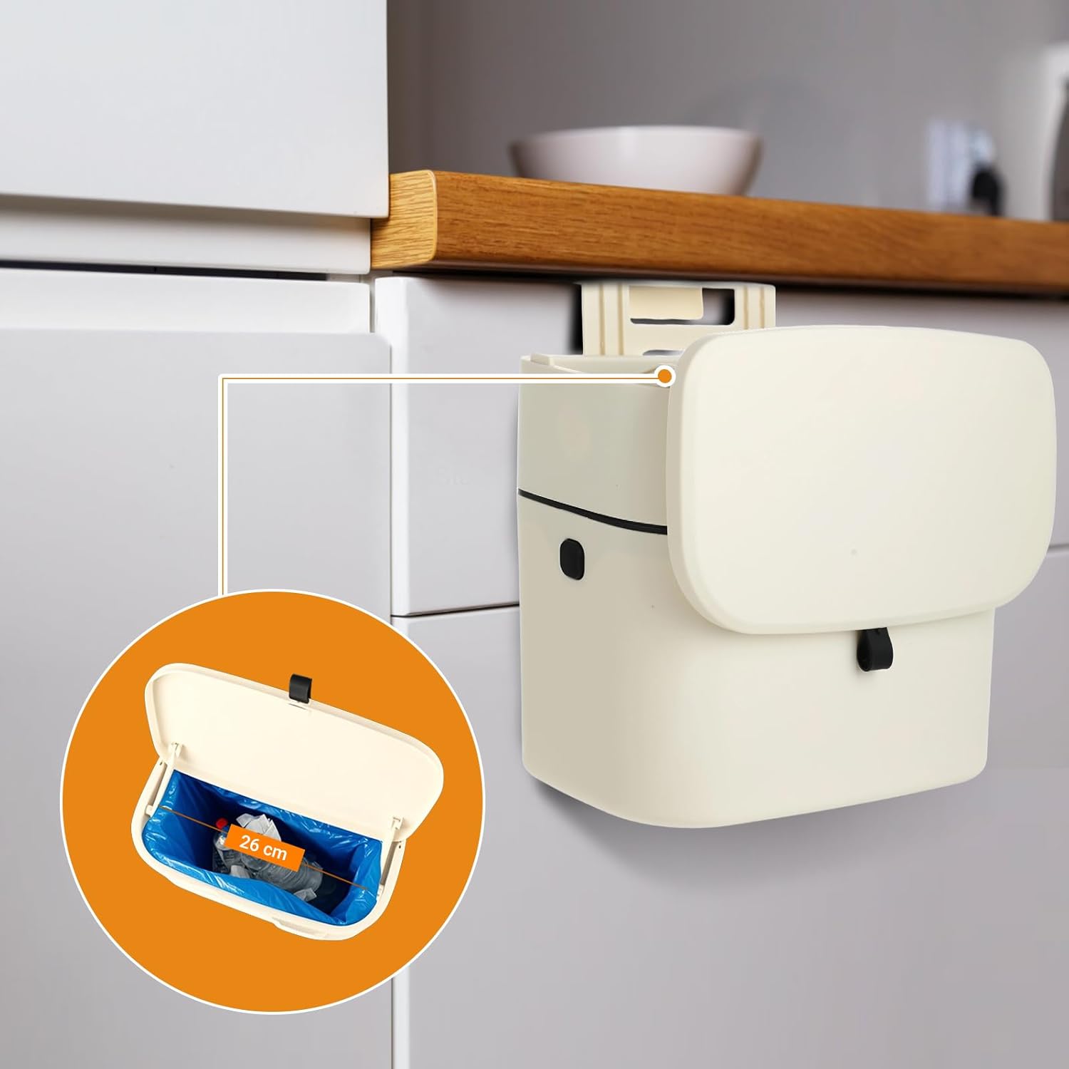 Poubelle de porte blanche 7 Litres 