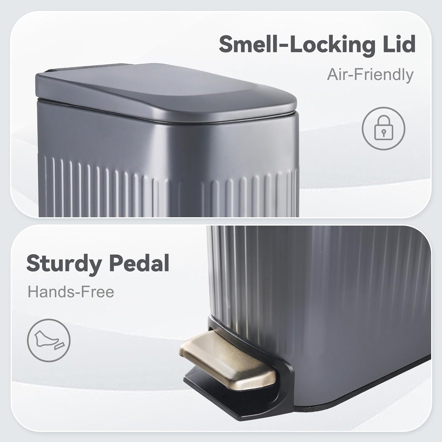 Poubelle de salle de bain - Poubelle à pédale de 7 litres avec seau intérieur