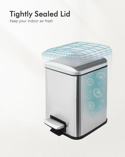 Poubelle de salle de bain, poubelle à pédale de 6 L avec couvercle,