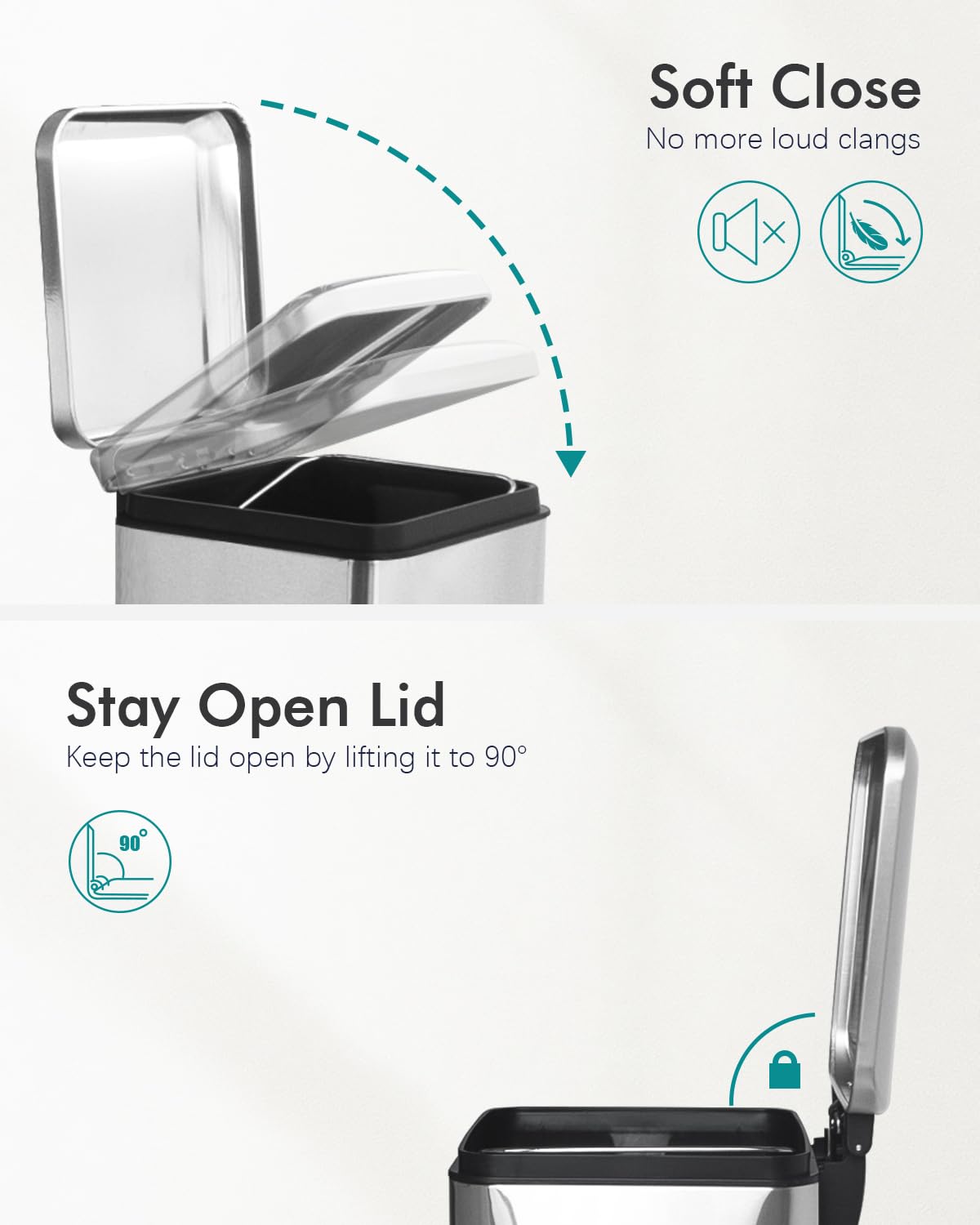 Poubelle de salle de bain, poubelle à pédale de 6 L avec couvercle, petite poubelle avec seau intérieur, 