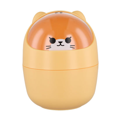 Poubelle de table – Mini poubelle de bureau avec couvercle jaune