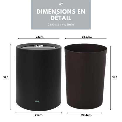 Poubelle, en plastique durable avec design double couche