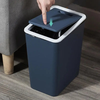 Poubelle moderne 13L avec couvercle press-top bleu