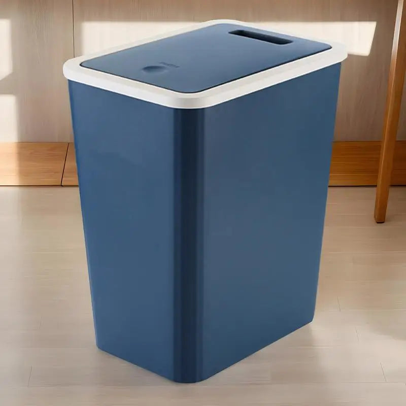 Poubelle moderne 13L avec couvercle press-top bleu chambre