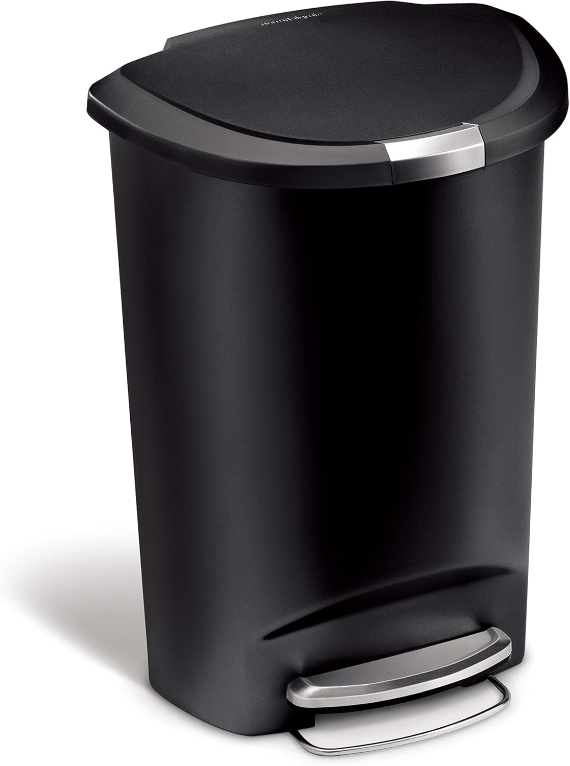 Poubelle noire inox 50 Litres ouverture a pedale 