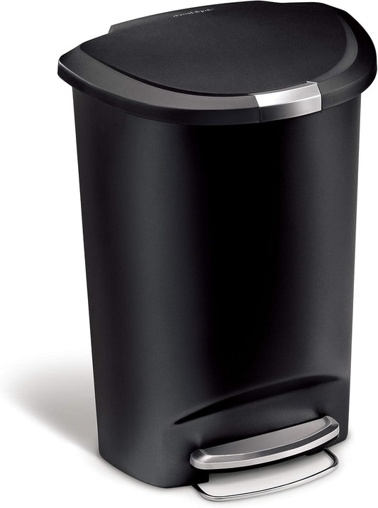 Poubelle noire inox 50 Litres ouverture a pedale 