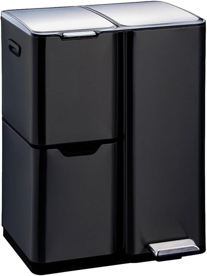 Poubelle noire tri selectif 60L a pedale