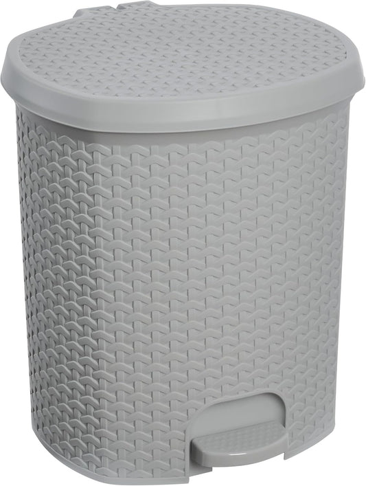 Poubelle à pédale 21L – Design rotin gris Nordic,