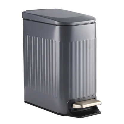 Poubelle à pédale 7L rectangulaire gris mat