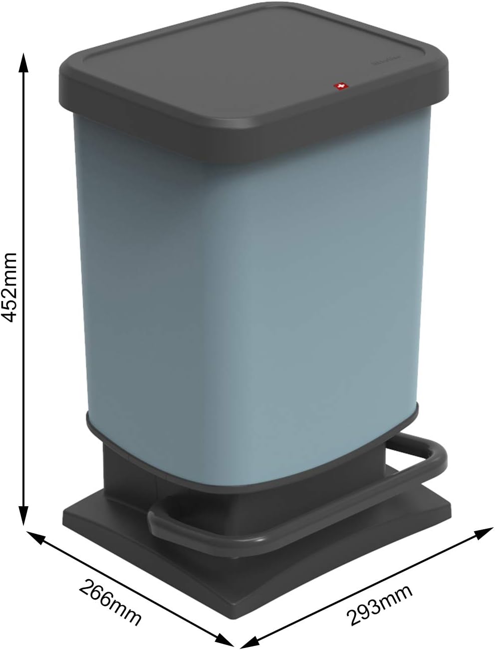 Poubelle à pédale rectangulaire 20L en plastique 