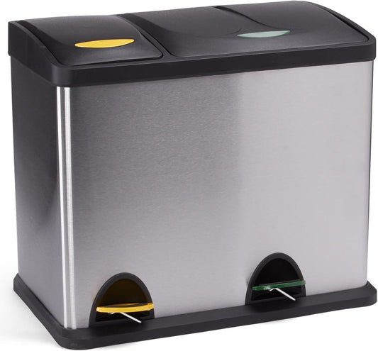 Poubelle à pédale tri sélectif – 2 bacs 18 L + 8 L