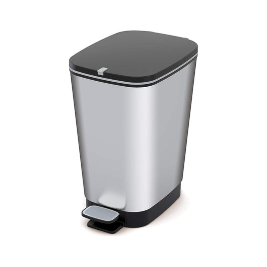 Poubelle plastique salle de bain argent 