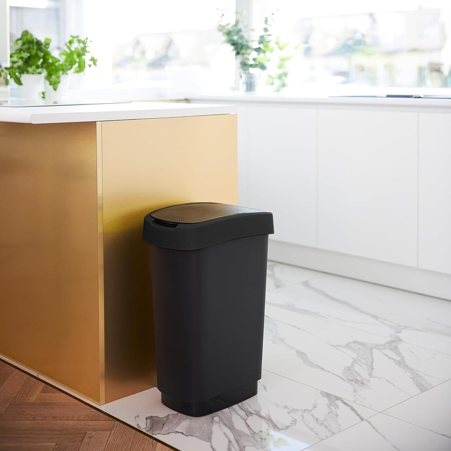 Poubelle rectangulaire noire 25 litres  cuisine