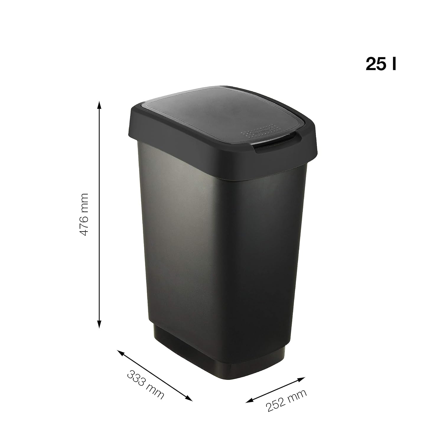 Poubelle rectangulaire noire 25 litres  cuisine dimension