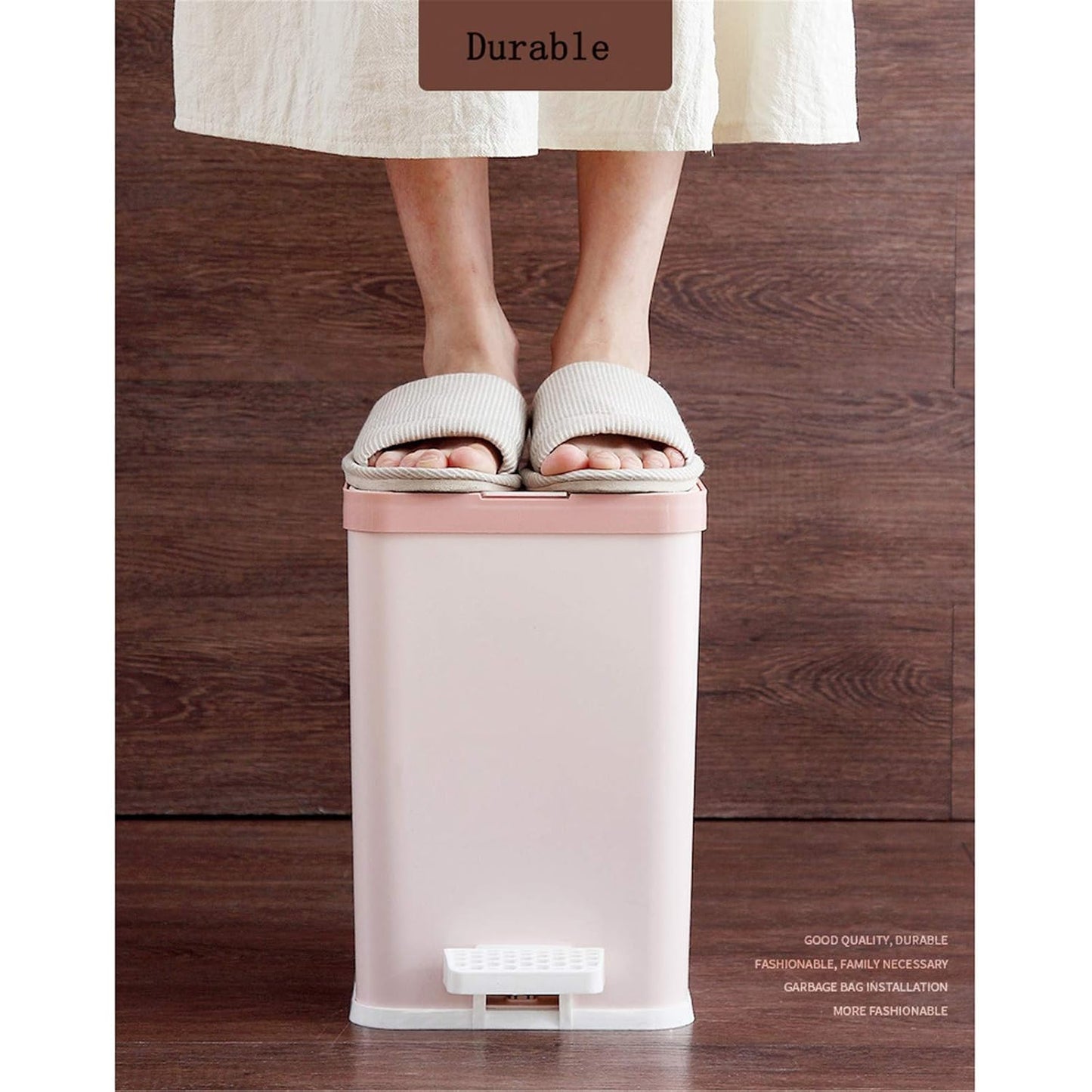 Poubelle rose 6L a pedale 