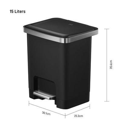 Poubelle salle de bain 15L noire dimension