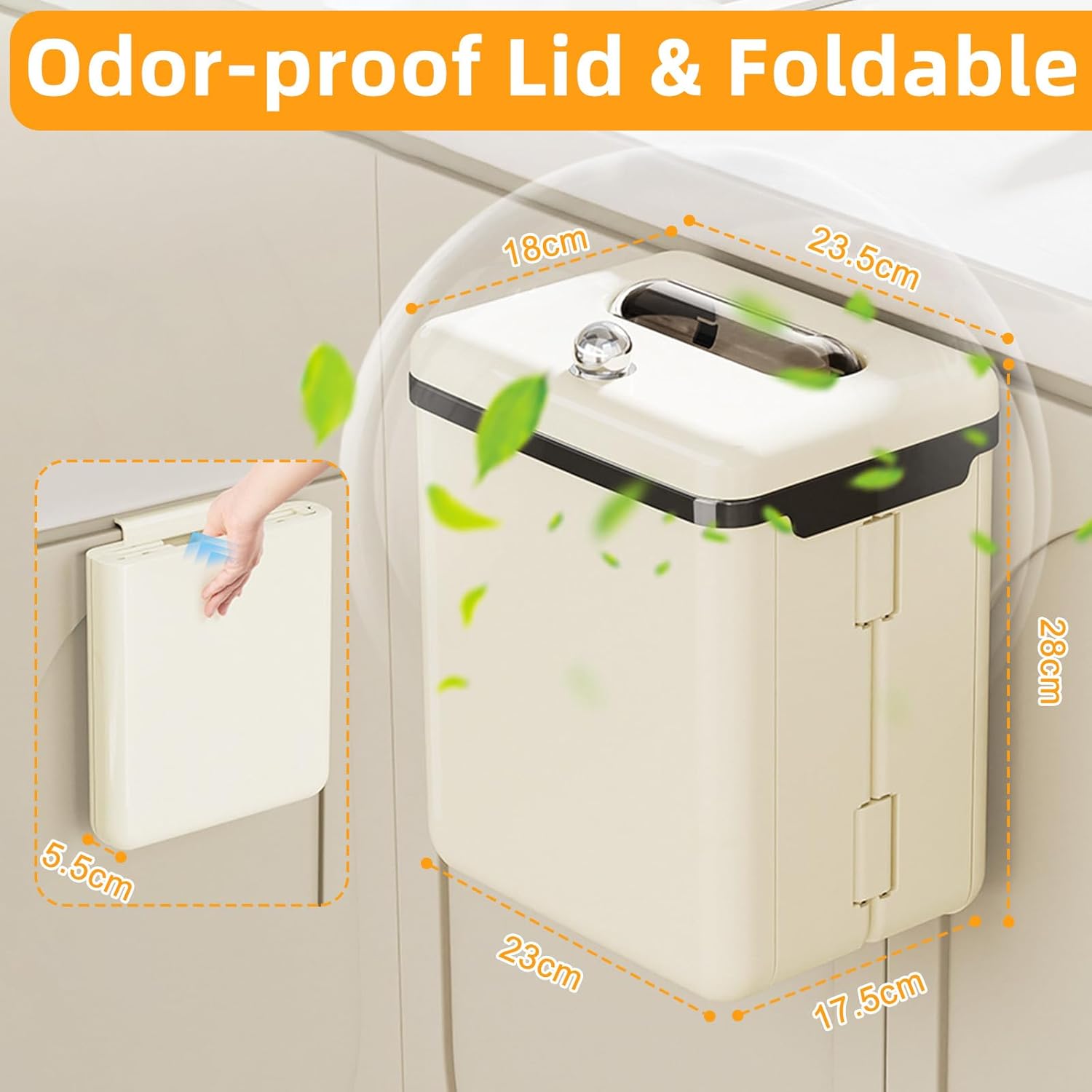 Poubelle suspendue pliable 9 L cuisine