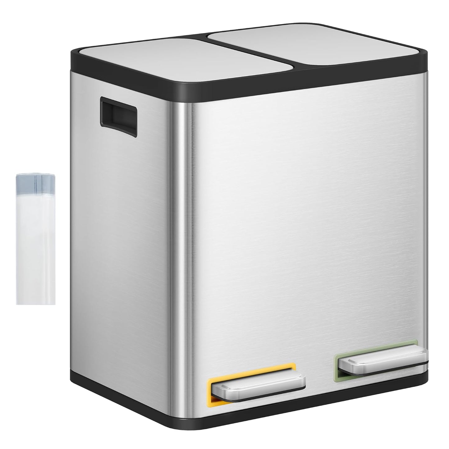 Poubelle tri sélectif 30L – inox, 2×15L