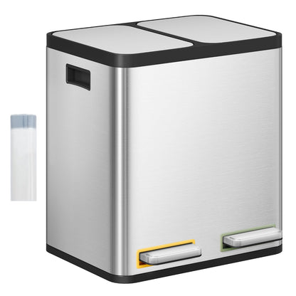 Poubelle tri sélectif 30L – inox, 2×15L