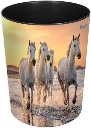 corbeille à papier enfant motif chevaux plage 13L plastique solide