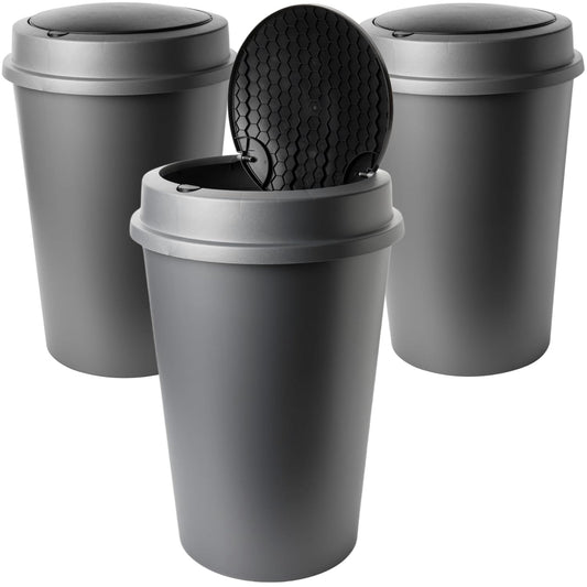 lot de 3 poubelles avec couvercle basuculant 50 litres