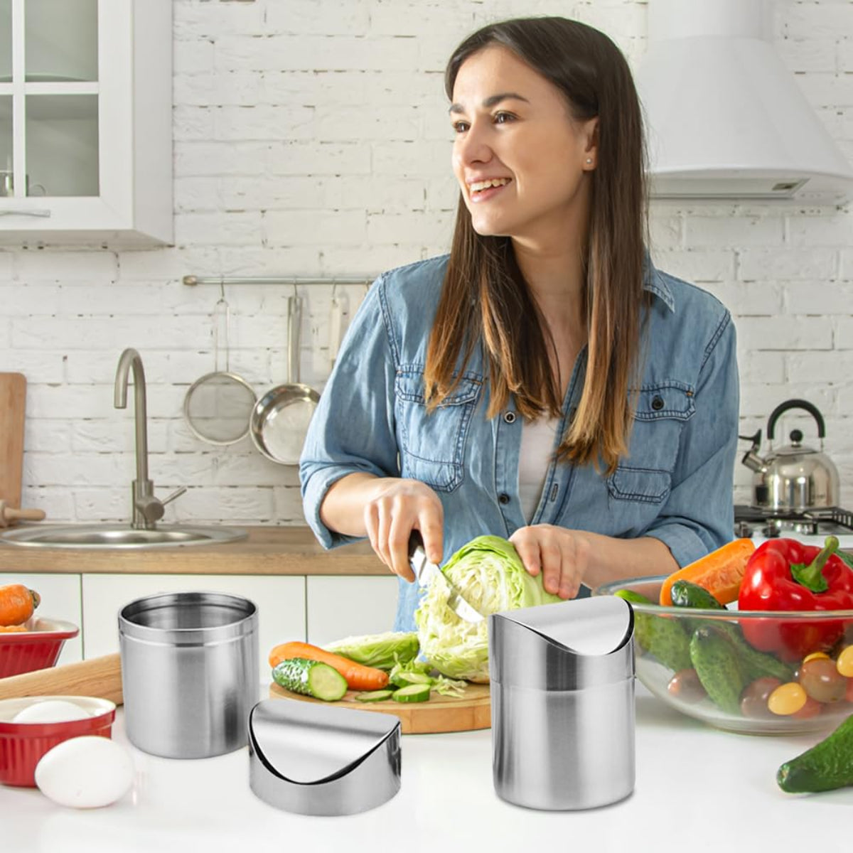 mini Petite poubelle de Table Inox 