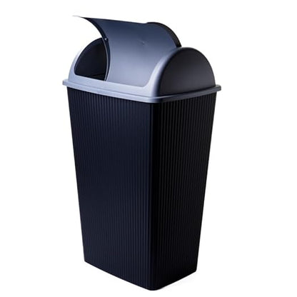 Poubelle 50L avec couvercle basculant – Plastique recyclé, fabrication européenne, design noir moderne