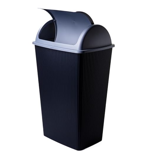 Poubelle 50L avec couvercle basculant – Plastique recyclé, fabrication européenne, design noir moderne