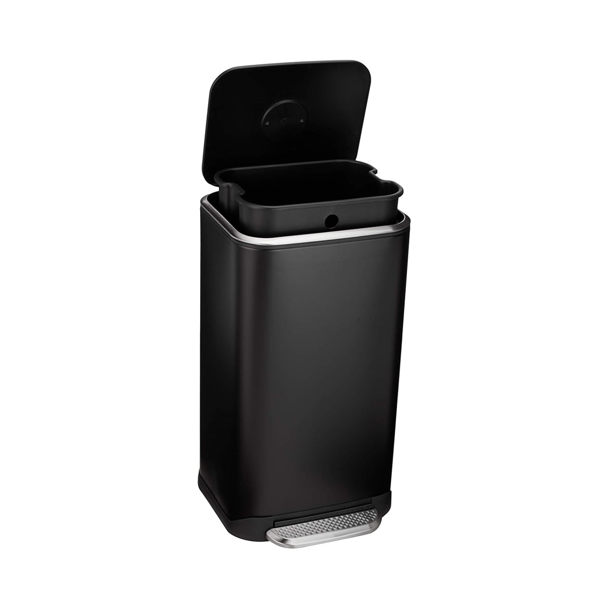 poubelle cuisine noire a pedale rectangulaire