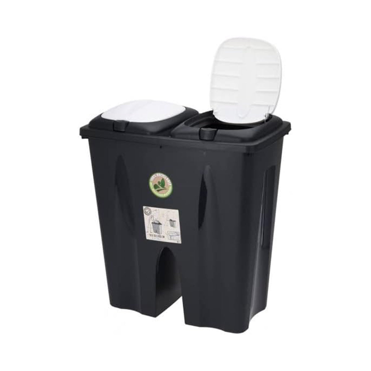 Poubelle double compartiment 50L – 2x25L avec fixation armoire et anti-odeurs