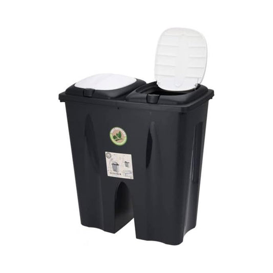 Poubelle double compartiment 2x25L, fixation murale