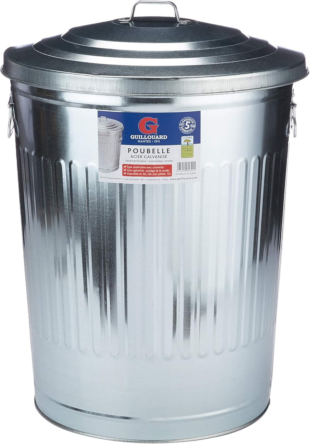 poubelle en acier 75l