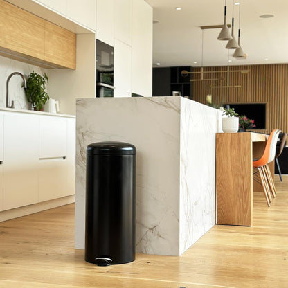 Poubelle cuisine inox 30L – À pédale, fermeture douce & seau amovible