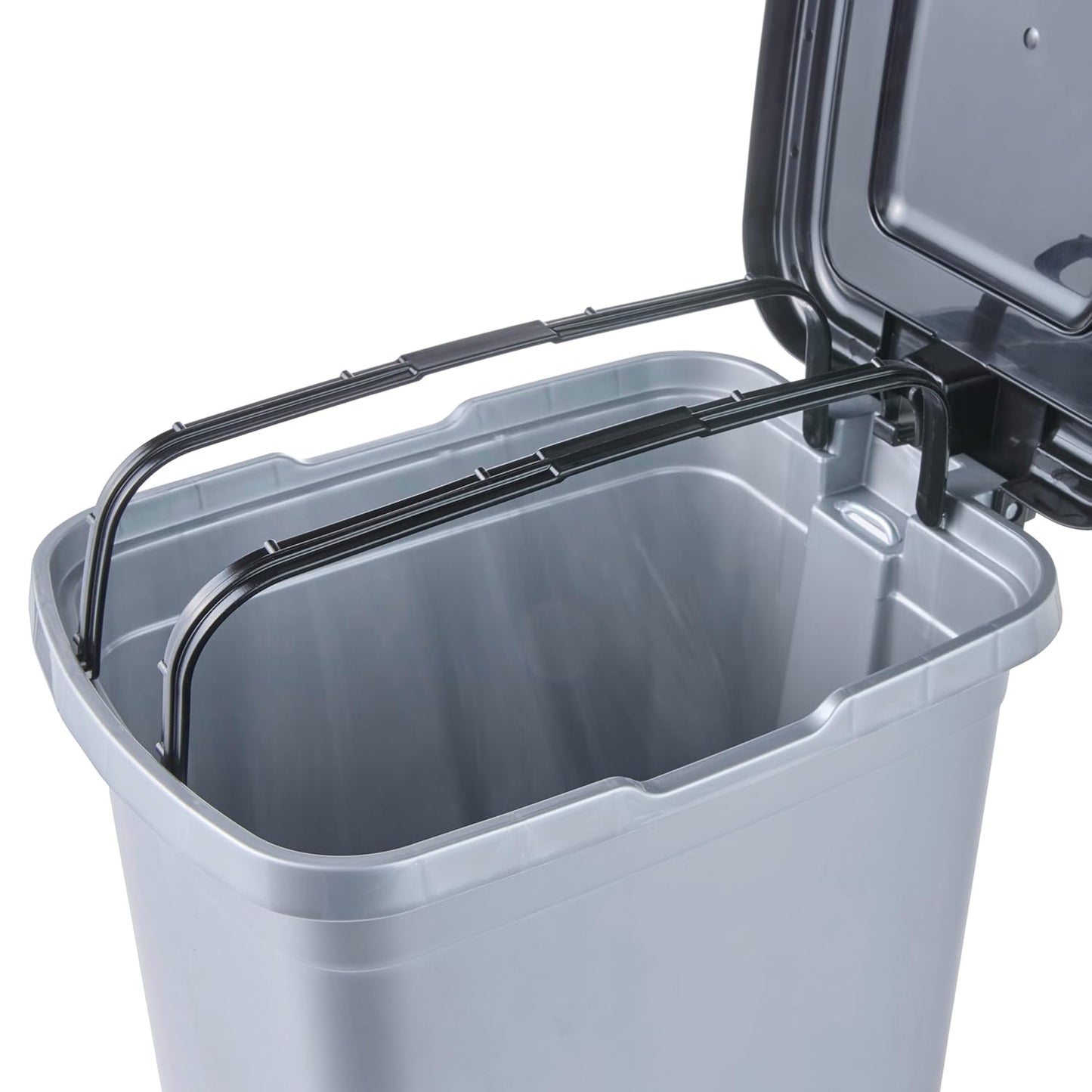  poubelle à pédale, 10 l, nettoyage facile, pédale d'ouverture et de fermeture hygiénique gris